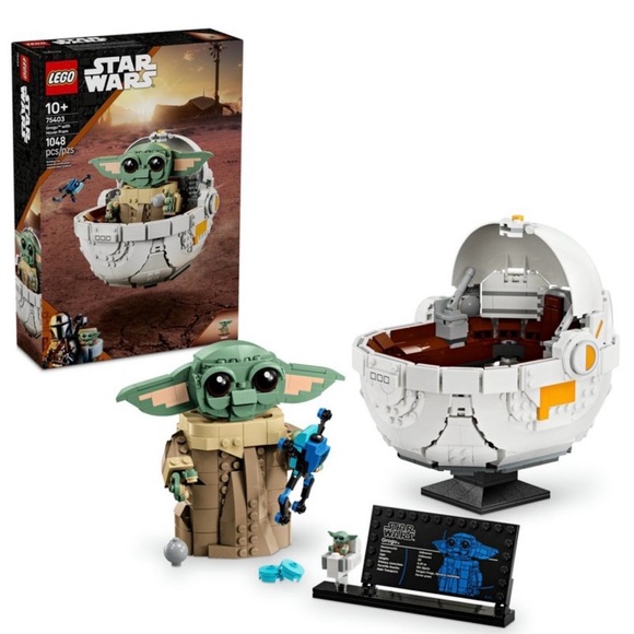 Lego Star Wars 75403 The Mandalorian:Star Wars Grogu With Hover Pram Set